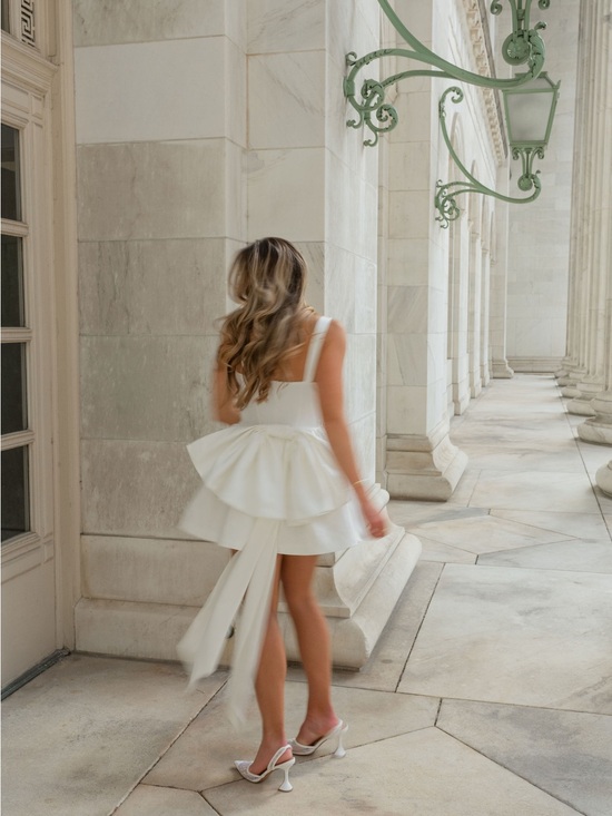 Princess Polly Dresses & Skirts - Princess Polly White Tiered Mini Wedding Dress with Train
